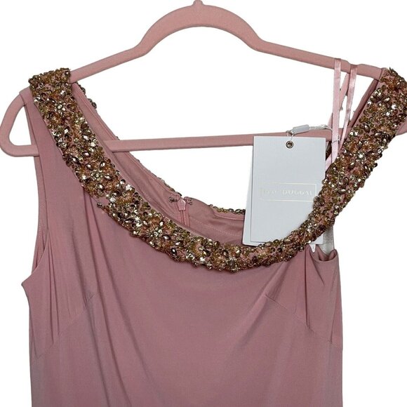 Mac Duggal Dress Gown Size 6 Pink Beaded Drop Shoulder Rhinestones 68163 $398 - Picture 6 of 16